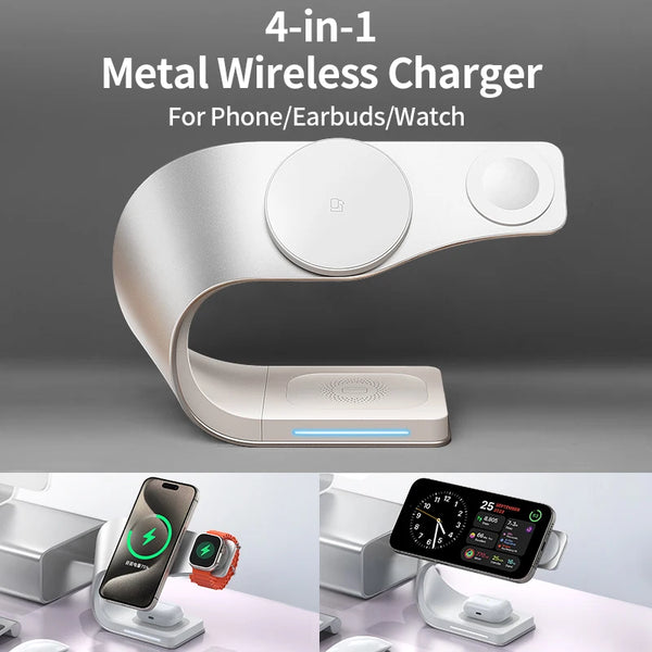 💫 4-in-1 Metal Wireless Charging Stand