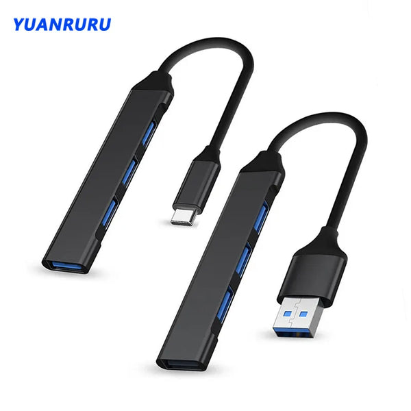 USB Hub 4 Port High Speed Type c Splitter 5Gbps For PC